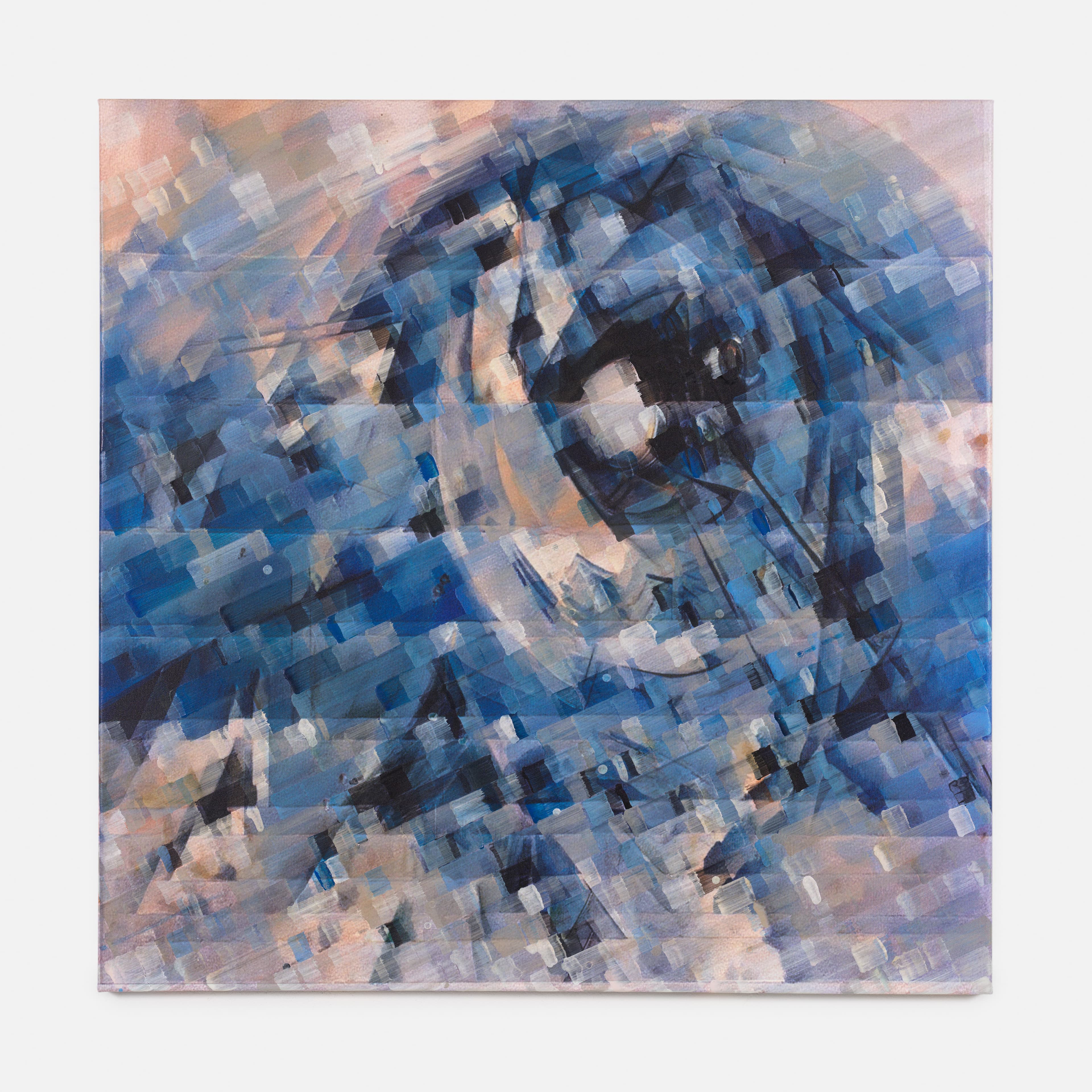 Output 1042 by Simon Denny - Plotted acrylic and inkjet on canvas from 2025