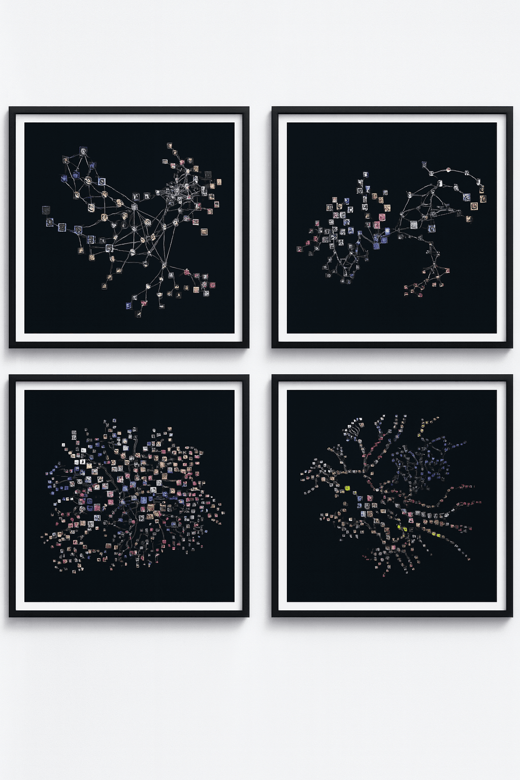 Latent Lineages by Joel Simon - AI-generated network visualization prints from 2025